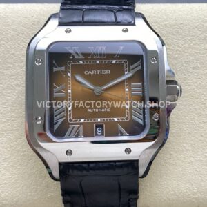 J12 Factory Cartier Santos WSSA0064 brown dial leather strap