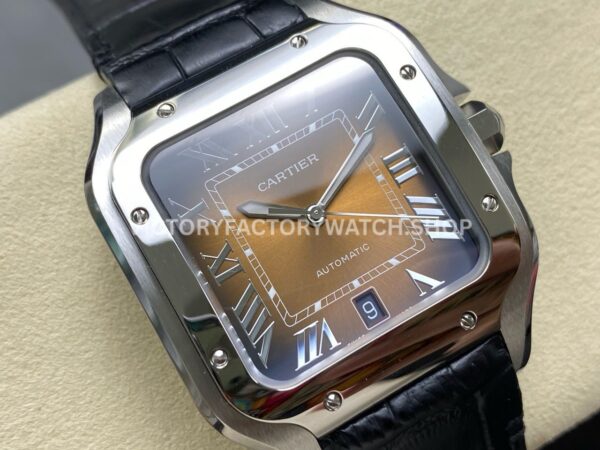 J12 Factory Cartier Santos WSSA0064 39.8mm Leather Strap Roman Numerals Brown Dial (10) J12 Factory Cartier Santos WSSA0064 39.8mm Leather Strap Roman Numerals Brown Dial