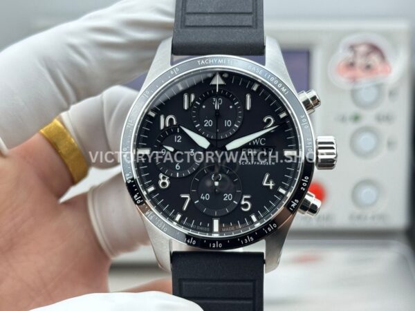 JP Factory IWC Pilot Chronograph IW388305 41mm Rubber Strap Arabic Numerals Black Dial (10) JP Factory IWC Pilot Chronograph IW388305 41mm Rubber Strap Arabic Numerals Black Dial