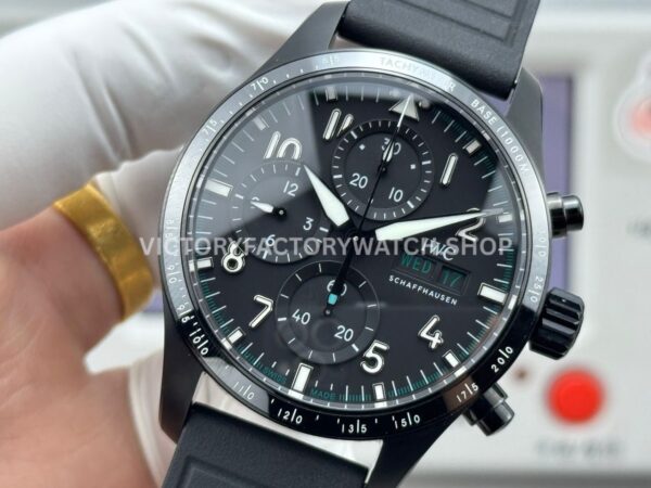 JP Factory IWC Pilot Chronograph IW388306 41mm Rubber Strap Arabic Numerals Black Dial (1) JP Factory IWC Pilot Chronograph IW388306 41mm Rubber Strap Arabic Numerals Black Dial