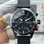 JP Factory IWC Pilot Chronograph IW388306 41mm Rubber Strap Arabic Numerals Black Dial (3) JP Factory IWC Pilot Chronograph IW388306 41mm black dial replica watch