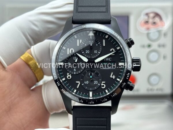 JP Factory IWC Pilot Chronograph IW388306 41mm Rubber Strap Arabic Numerals Black Dial (3) JP Factory IWC Pilot Chronograph IW388306 41mm black dial replica watch