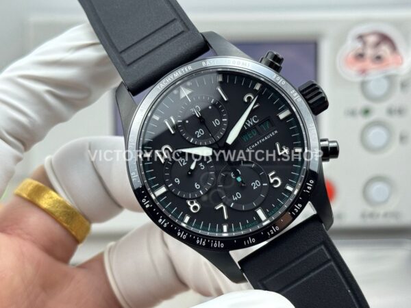 JP Factory IWC Pilot Chronograph IW388306 41mm Rubber Strap Arabic Numerals Black Dial (9) JP Factory IWC Pilot Chronograph IW388306 41mm Rubber Strap Arabic Numerals Black Dial