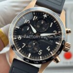 JP Factory IWC Pilot Chronograph IW388309 41mm Rose Gold Rubber Strap Arabic Numerals Black Dial (10) JP Factory IWC Pilot Chronograph IW388309 41mm Rose Gold Rubber Strap Arabic Numerals Black Dial