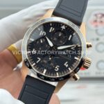 JP Factory IWC Pilot Chronograph IW388309 41mm Rose Gold Rubber Strap Arabic Numerals Black Dial (5) JP Factory IWC Pilot Chronograph IW388309 41mm Rose Gold Rubber Strap Arabic Numerals Black Dial