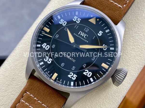 M+ Factory IWC Big Pilot IW329701 43mm Titanium Leather Strap Arabic Numerals Black Dial (5) M+ Factory IWC Big Pilot IW329701 43mm Titanium Leather Strap Arabic Numerals Black Dial