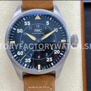 M+ Factory IWC Big Pilot IW329701 43mm Titanium Leather Strap Arabic Numerals Black Dial (6) M+ Factory IWC Big Pilot IW329701 43mm leather strap replica watch