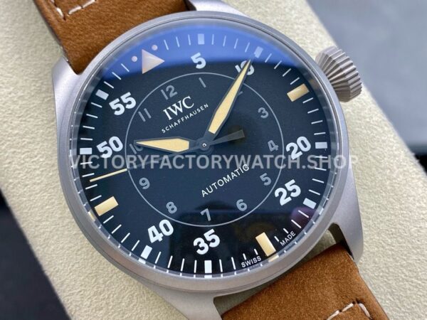 M+ Factory IWC Big Pilot IW329701 43mm Titanium Leather Strap Arabic Numerals Black Dial (8) M+ Factory IWC Big Pilot IW329701 43mm Titanium Leather Strap Arabic Numerals Black Dial