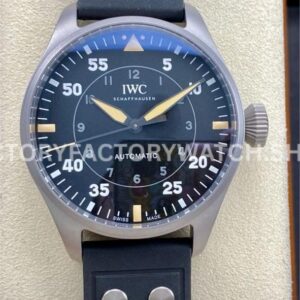 M+ Factory IWC Big Pilot IW329701 43mm Titanium Rubber Strap Arabic Numerals Black Dial (1) M+ Factory IWC Big Pilot IW329701 43mm black dial rubber strap replica watch
