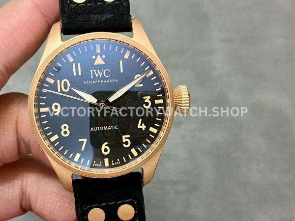 M+ Factory IWC Big Pilot IW329703 Bronze Black Cloth Strap Black Dial (5) M+ Factory IWC Big Pilot IW329703 43mm black cloth strap replica watch