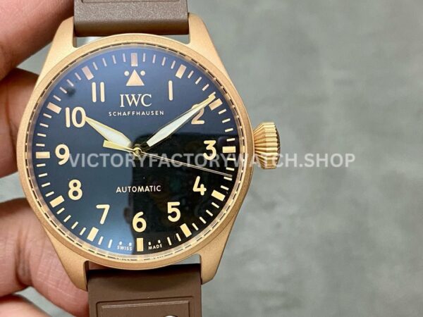 M+ Factory IWC Big Pilot IW329703 Bronze Leather Strap Black Dial (1) M+ Factory IWC Big Pilot IW329703 43mm black dial replica watch