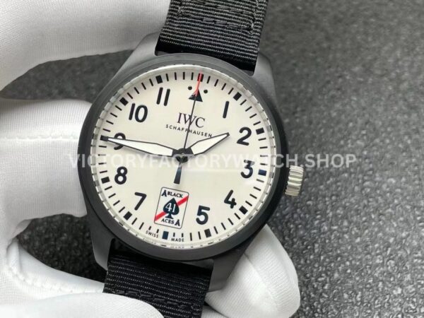 M+ Factory IWC Pilot Black Aces IW326905 41mm Ceramic Textile Strap White Dial (1) M+ Factory IWC Pilot Black Aces IW326905 41mm Ceramic Textile Strap White Dial