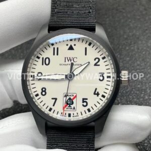 M+ Factory IWC Pilot Black Aces IW326905 41mm Ceramic Textile Strap White Dial (3) M+ Factory IWC Pilot Black Aces IW326905 White Dial