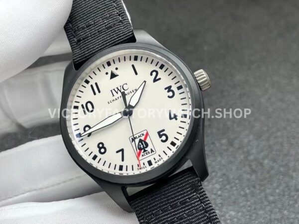 M+ Factory IWC Pilot Black Aces IW326905 41mm Ceramic Textile Strap White Dial (4) M+ Factory IWC Pilot Black Aces IW326905 41mm Ceramic Textile Strap White Dial