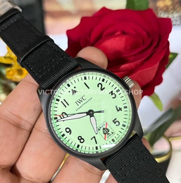 M+ Factory IWC Pilot Black Aces IW326905 41mm Ceramic Textile Strap White Dial (7) M+ Factory IWC Pilot Black Aces IW326905 41mm Ceramic Textile Strap White Dial
