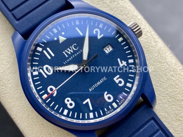 M+ Factory IWC Pilot Laureus Edition IW328101 41mm Ceramic Rubber Strap Arabic Numerals Blue Dial (6) M+ Factory IWC Pilot Laureus Edition IW328101 41mm Ceramic Rubber Strap Arabic Numerals Blue Dial