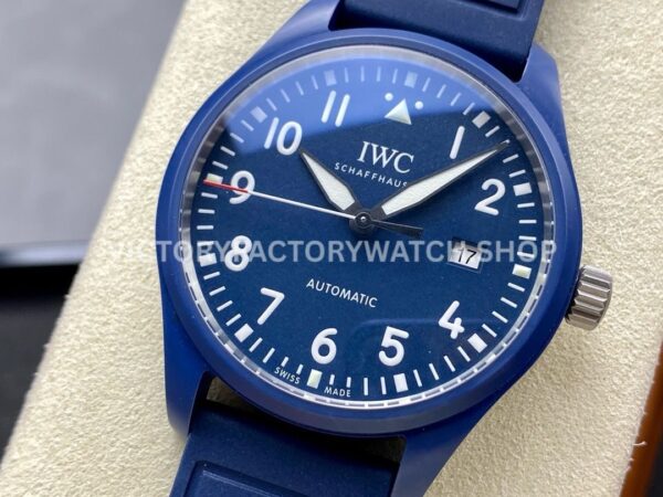 M+ Factory IWC Pilot Laureus Edition IW328101 41mm Ceramic Rubber Strap Arabic Numerals Blue Dial (8) M+ Factory IWC Pilot Laureus Edition IW328101 41mm Ceramic Rubber Strap Arabic Numerals Blue Dial