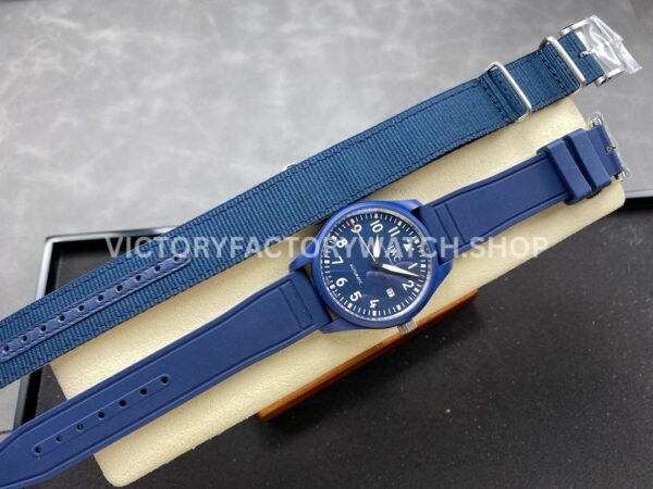 M+ Factory IWC Pilot Laureus Edition IW328101 41mm Ceramic Rubber Strap Arabic Numerals Blue Dial (9) M+ Factory IWC Pilot Laureus Edition IW328101 41mm Ceramic Rubber Strap Arabic Numerals Blue Dial