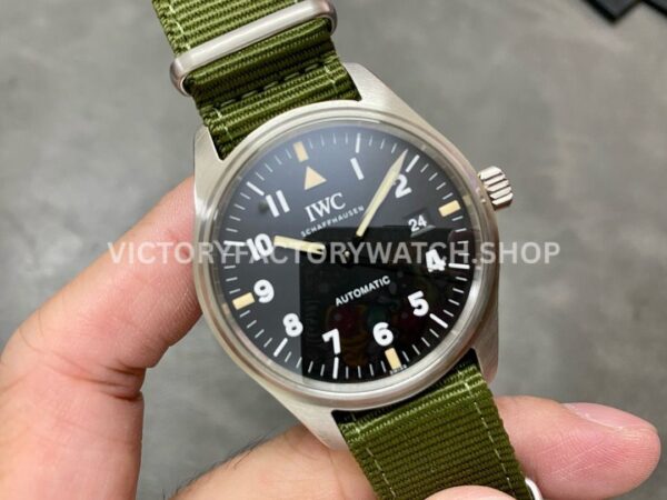 M+ Factory IWC Pilot Mark XVIII IW327007 40mm Steel Textile Strap Arabic Numerals Black Dial (4) M+ Factory IWC Pilot Mark XVIII IW327007 40mm Steel Textile Strap Arabic Numerals Black Dial