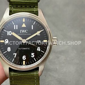 M+ Factory IWC Pilot Mark XVIII IW327007 40mm Steel Textile Strap Arabic Numerals Black Dial (5) M+ Factory IWC Pilot Mark XVIII IW327007 Black Dial
