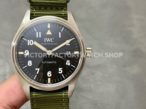 M+ Factory IWC Pilot Mark XVIII IW327007 40mm Steel Textile Strap Arabic Numerals Black Dial (5) M+ Factory IWC Pilot Mark XVIII IW327007 Black Dial