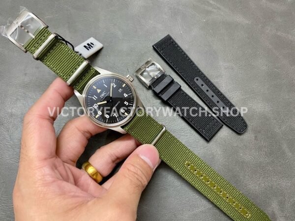 M+ Factory IWC Pilot Mark XVIII IW327007 40mm Steel Textile Strap Arabic Numerals Black Dial (8) M+ Factory IWC Pilot Mark XVIII IW327007 40mm Steel Textile Strap Arabic Numerals Black Dial