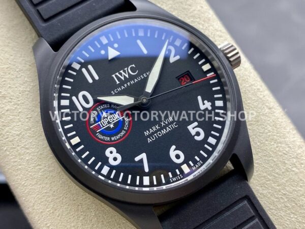 M+ Factory IWC Pilot Mark XVIII Top Gun IW324711 41mm Ceramic Rubber Strap Arabic Numerals Black Dial (2) M+ Factory IWC Pilot Mark XVIII Top Gun IW324711 41mm Ceramic Rubber Strap Arabic Numerals Black Dial