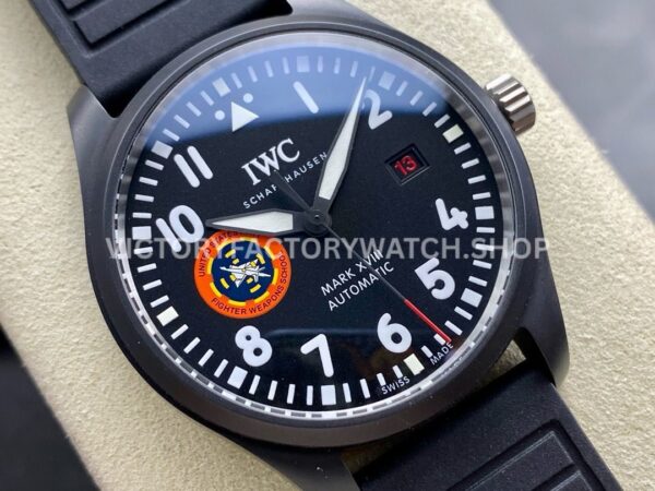 M+ Factory IWC Pilot Mark XVIII Top Gun IW324712 41mm Ceramic Rubber Strap Arabic Numerals Black Dial (3) M+ Factory IWC Pilot Mark XVIII Top Gun IW324712 41mm Ceramic Rubber Strap Arabic Numerals Black Dial