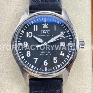 M+ Factory IWC Pilot Mark XX IW328201 40mm Steel Black Leather Strap Arabic Numerals Black Dial (8) M+ Factory IWC Pilot Mark XX IW328201 Black Leather Strap