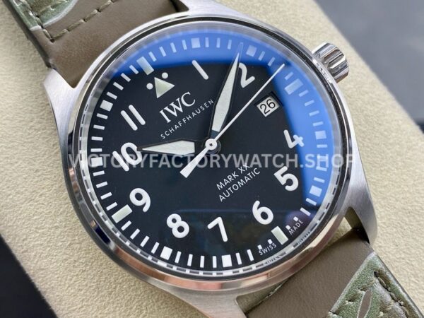 M+ Factory IWC Pilot Mark XX IW328201 40mm Steel Brown Leather Strap Arabic Numerals Black Dial (7) M+ Factory IWC Pilot Mark XX IW328201 40mm Steel Brown Leather Strap Arabic Numerals Black Dial