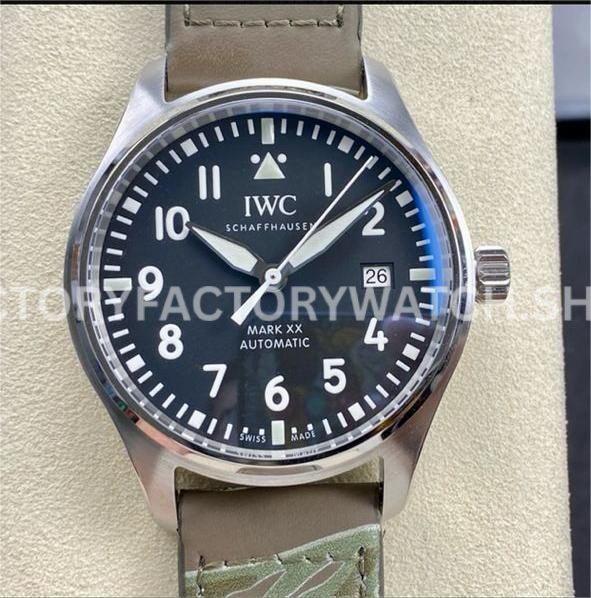 M+ Factory IWC Pilot Mark XX IW328201 40mm Steel Brown Leather Strap Arabic Numerals Black Dial (9) M+ Factory IWC Pilot Mark XX IW328201 Brown Leather Strap