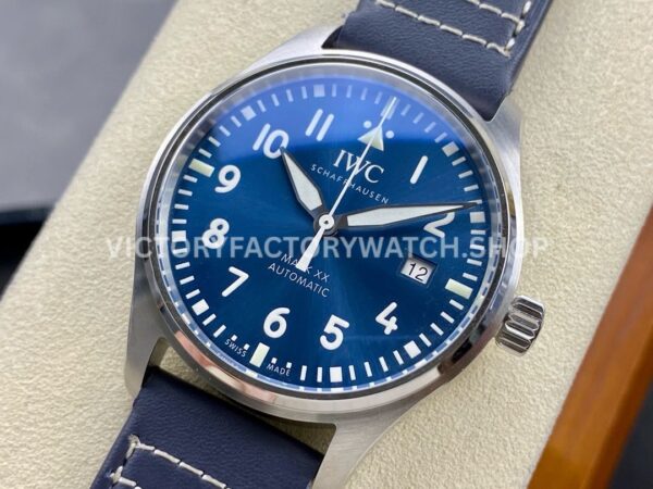 M+ Factory IWC Pilot Mark XX IW328203 40mm Steel Blue Leather Strap Arabic Numerals Blue Dial (5) M+ Factory IWC Pilot Mark XX IW328203 40mm Steel Blue Leather Strap Arabic Numerals Blue Dial