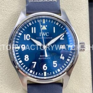 M+ Factory IWC Pilot Mark XX IW328203 40mm Steel Blue Leather Strap Arabic Numerals Blue Dial (9) M+ Factory IWC Pilot Mark XX IW328203 Blue Leather Strap