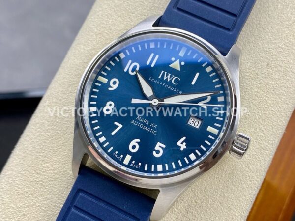M+ Factory IWC Pilot Mark XX IW328203 40mm Steel Blue Rubber Strap Arabic Numerals Blue Dial (2) M+ Factory IWC Pilot Mark XX IW328203 40mm Steel Blue Rubber Strap Arabic Numerals Blue Dial