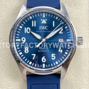 M+ Factory IWC Pilot Mark XX IW328203 40mm Steel Blue Rubber Strap Arabic Numerals Blue Dial (6) M+ Factory IWC Pilot Mark XX IW328203 Blue Rubber Strap