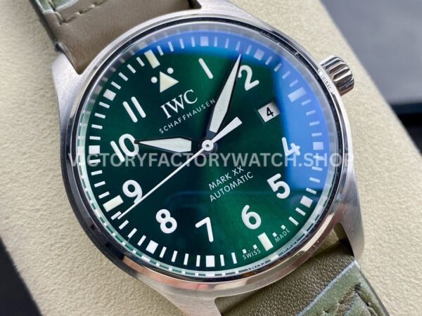 M+ Factory IWC Pilot Mark XX IW328205 40mm Steel Brown Leather Strap Arabic Numerals Green Dial (2) M+ Factory IWC Pilot Mark XX IW328205 40mm Steel Brown Leather Strap Arabic Numerals Green Dial