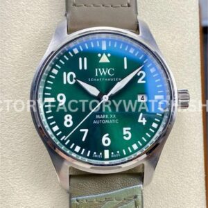 M+ Factory IWC Pilot Mark XX IW328205 40mm Steel Brown Leather Strap Arabic Numerals Green Dial (5) M+ Factory IWC Pilot Mark XX IW328205 Brown Leather Green Dial