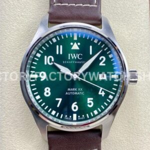 M+ Factory IWC Pilot Mark XX IW328205 40mm Steel Leather Strap Arabic Numerals Green Dial (3) M+ Factory IWC Pilot Mark XX IW328205 Green Dial Leather Strap
