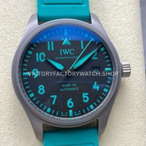M+ Factory IWC Pilot Mark XX Mercedes-AMG Petronas IW328210 40mm Titanium Blue Rubber Strap Blue Arabic Numerals Black Dial (9) M+ Factory IWC Pilot Mark XX Mercedes-AMG IW328210 Blue Dial