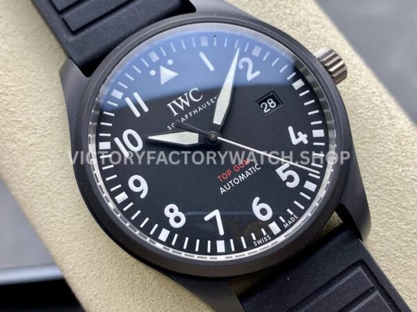 M+ Factory IWC Pilot Top Gun IW326901 41mm Ceramic Rubber Strap Arabic Numerals Black Dial (1) M+ Factory IWC Pilot Top Gun IW326901 41mm Ceramic Rubber Strap Arabic Numerals Black Dial