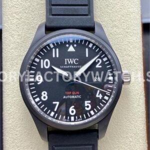 M+ Factory IWC Pilot Top Gun IW326901 41mm Ceramic Rubber Strap Arabic Numerals Black Dial (9) M+ Factory IWC Pilot Top Gun IW326901 Black Dial