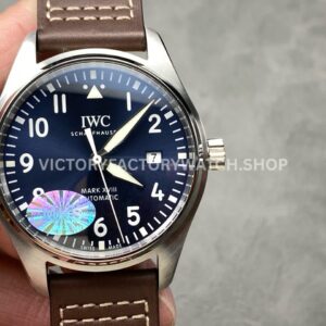 MKS Factory IWC Pilot Mark XVIII IW327010 40mm Steel Brown Leather Strap Arabic Numerals Blue Dial (1) MKS Factory IWC Pilot Mark XVIII IW327010 Blue Dial