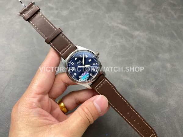 MKS Factory IWC Pilot Mark XVIII IW327010 40mm Steel Brown Leather Strap Arabic Numerals Blue Dial (8) MKS Factory IWC Pilot Mark XVIII IW327010 40mm Steel Brown Leather Strap Arabic Numerals Blue Dial