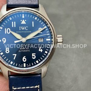 MKS Factory IWC Pilot Mark XX IW328203 40mm Steel Leather Strap Arabic Numerals Blue Dial (2) MKS Factory IWC Pilot Mark XX IW328203 Blue Dial