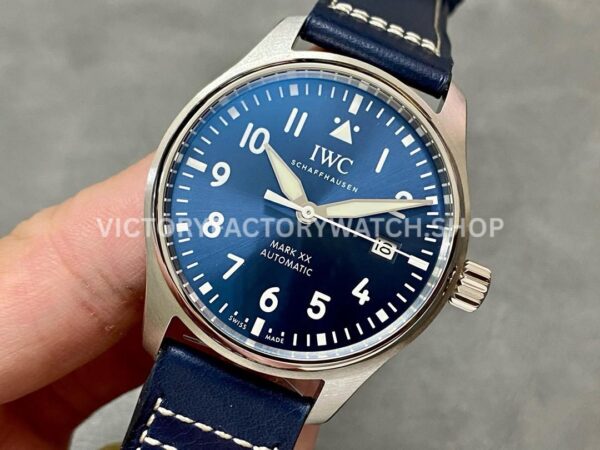 MKS Factory IWC Pilot Mark XX IW328203 40mm Steel Leather Strap Arabic Numerals Blue Dial (9) MKS Factory IWC Pilot Mark XX IW328203 40mm Steel Leather Strap Arabic Numerals Blue Dial