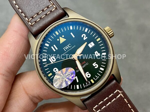MKS Factory IWC Pilot Spitfire IW326802 39mm Bronze Leather Strap Arabic Numerals Green Dial (6) MKS Factory IWC Pilot Spitfire IW326802 39mm Bronze Leather Strap Arabic Numerals Green Dial