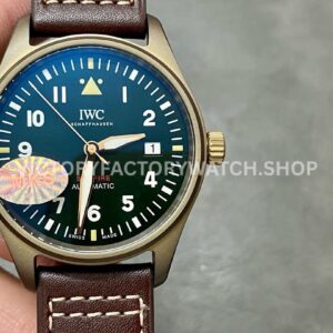 MKS Factory IWC Pilot Spitfire IW326802 39mm Bronze Leather Strap Arabic Numerals Green Dial (7) MKS Factory IWC Pilot Spitfire IW326802 Bronze Green Dial