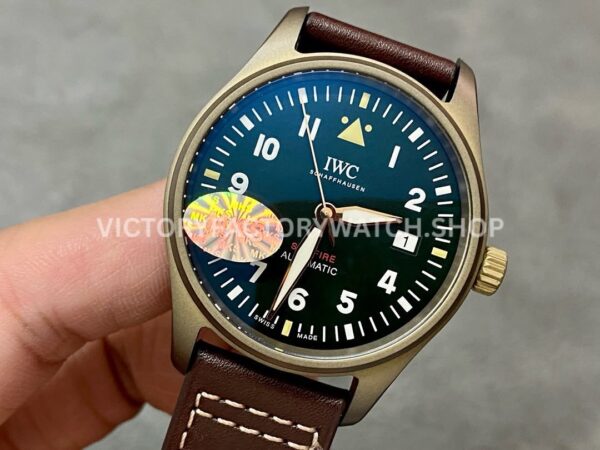 MKS Factory IWC Pilot Spitfire IW326802 39mm Bronze Leather Strap Arabic Numerals Green Dial (8) MKS Factory IWC Pilot Spitfire IW326802 39mm Bronze Leather Strap Arabic Numerals Green Dial