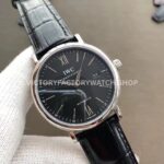 MKS Factory IWC Portofino IW356506 40mm Steel Black Leather Strap Roman Numerals Black Dial (7) MKS Factory IWC Portofino IW356506 40mm Steel Black Leather Strap Roman Numerals Black Dial