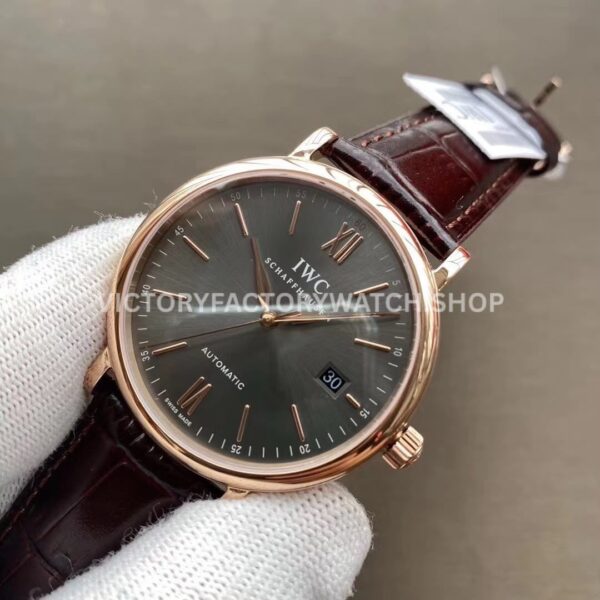 MKS Factory IWC Portofino IW356511 40mm Rose Gold Leather Strap Roman Numerals Grey Dial (4) MKS Factory IWC Portofino IW356511 40mm Rose Gold Leather Strap Roman Numerals Grey Dial